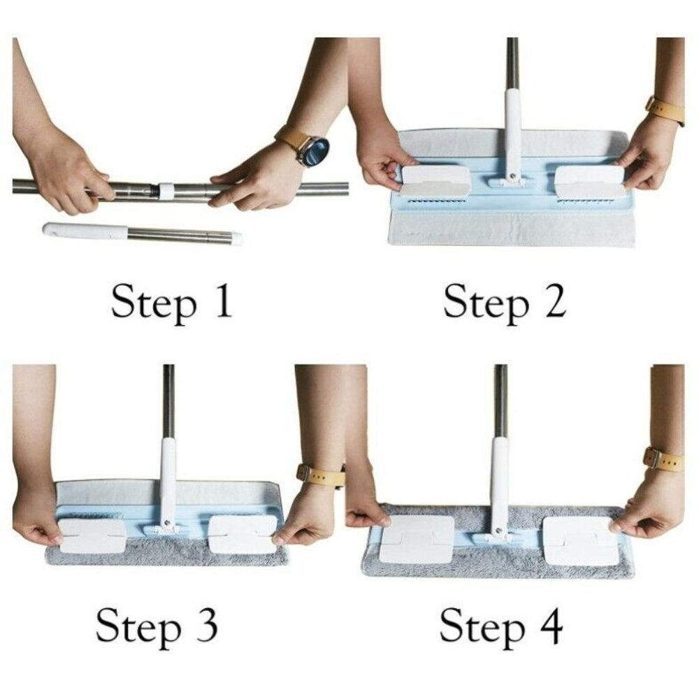 EZ SPARES Hardwood Floor Mop with 2 Washable Pads - Picture 3 of 8